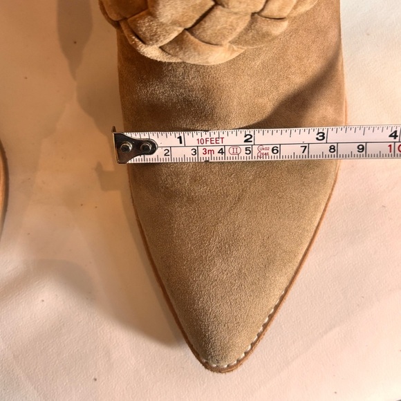 DOLCE VITA Sz 9.5 Tan Suede Braided Mules Stacked Heels Pointy Toe Shoes NWOT - Picture 8 of 15
